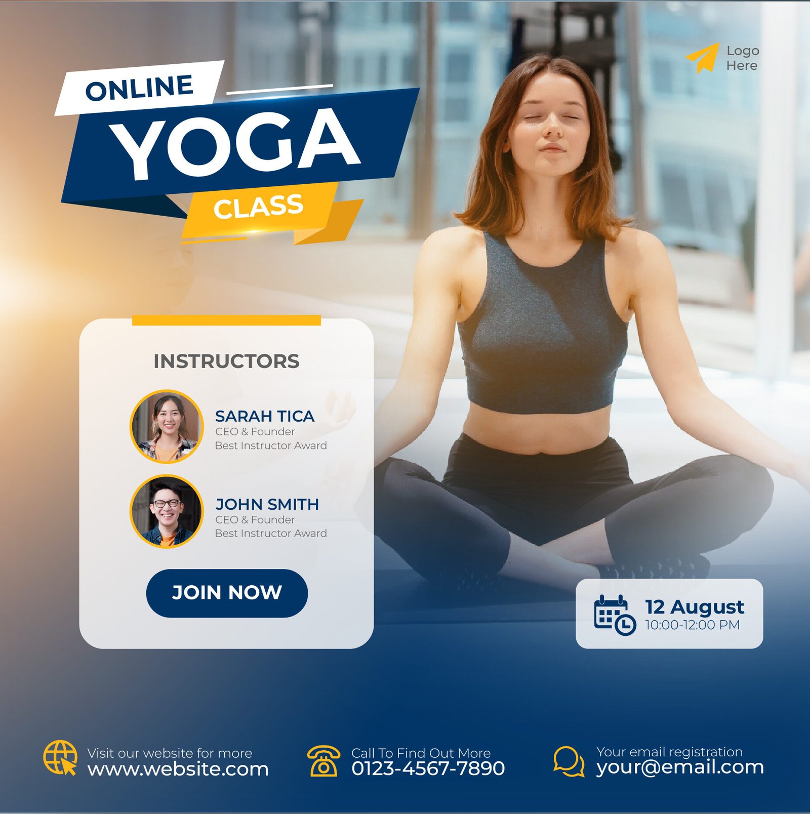 Online yoga class social media post template